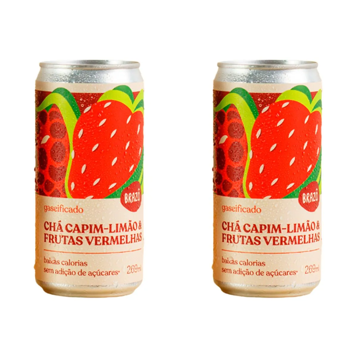 Kit 2X: Chá de Capim Limão com Frutas Vermelhas Gaseificado Brazô 269ml