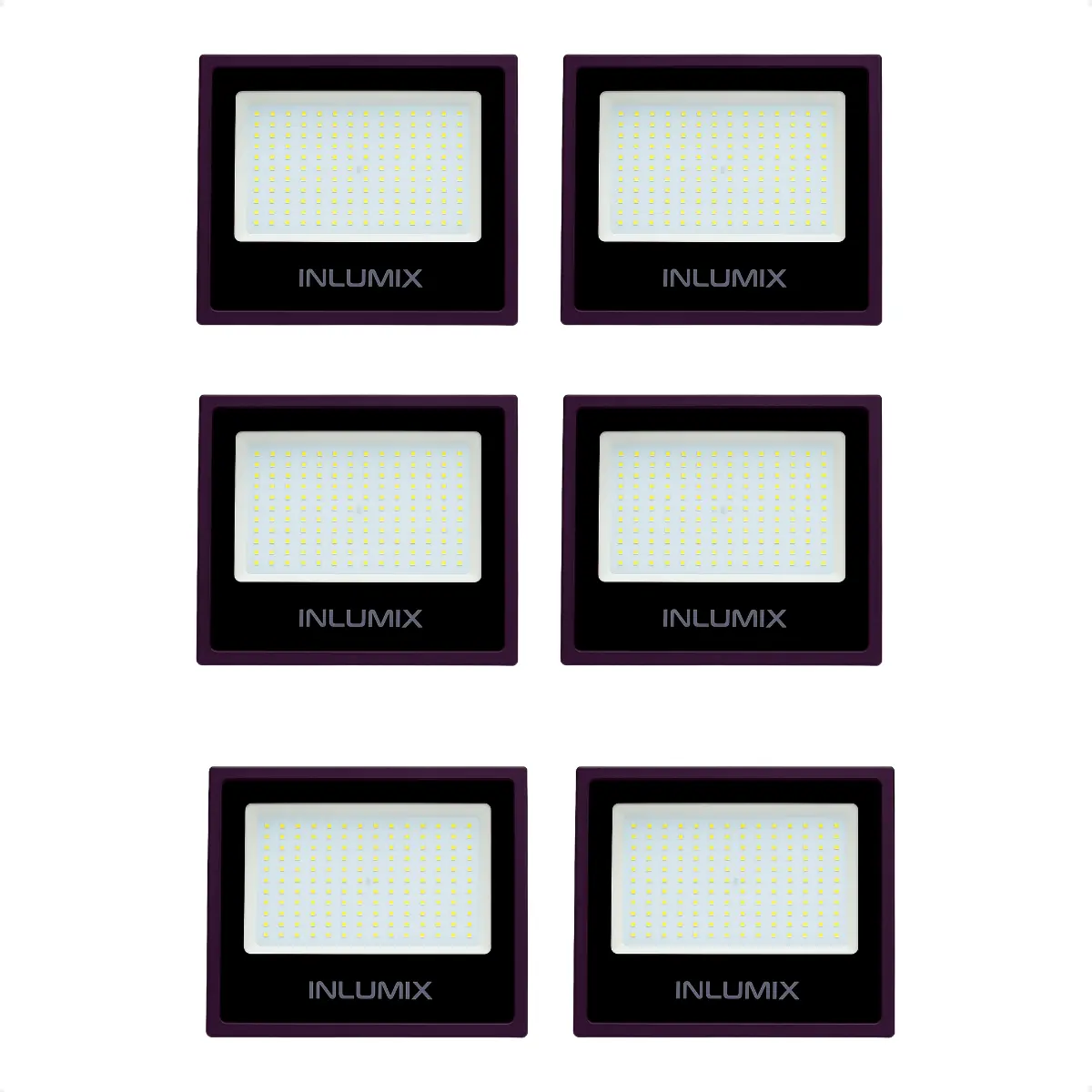 Kit 6 Refletor Holofote De Led 100w Branco Frio 6500k Preto 110/220v