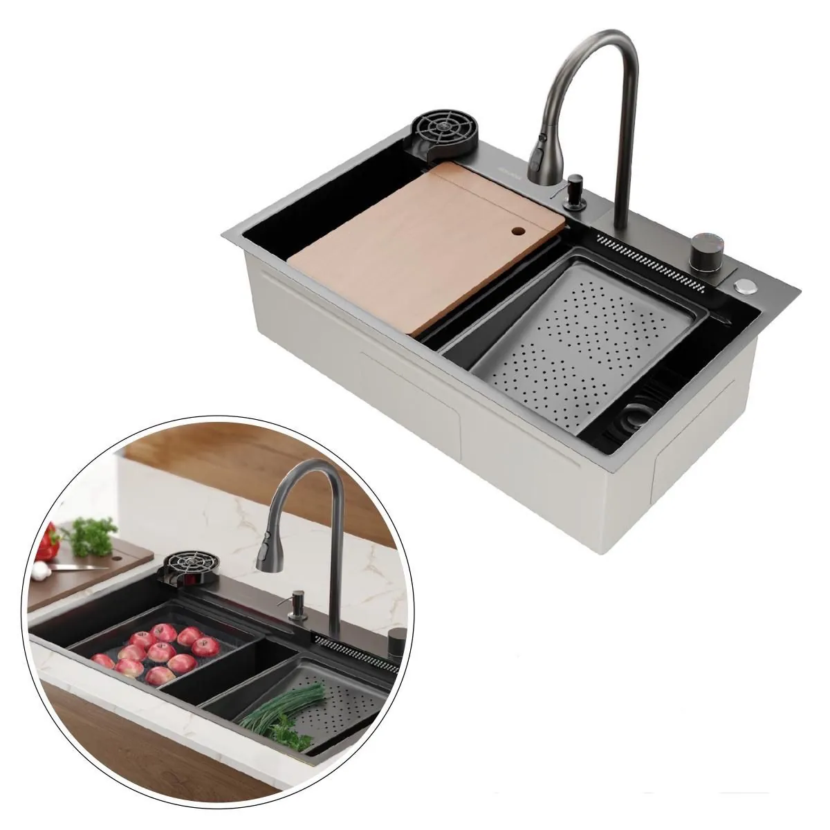 Cuba Para Cozinha Gourmet Miami Nano Black Aço Inox 304 Goldenx