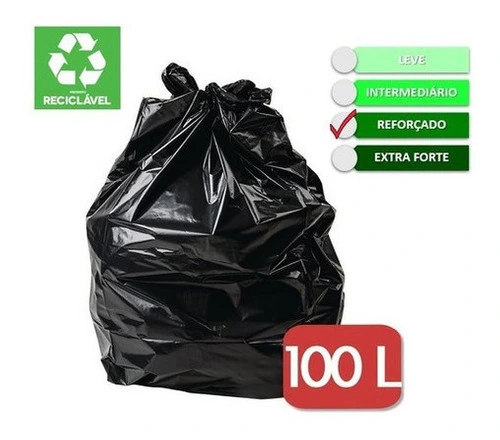 Saco De Lixo 100 Litros Reforçado Com 100 Unidades - Fabrica