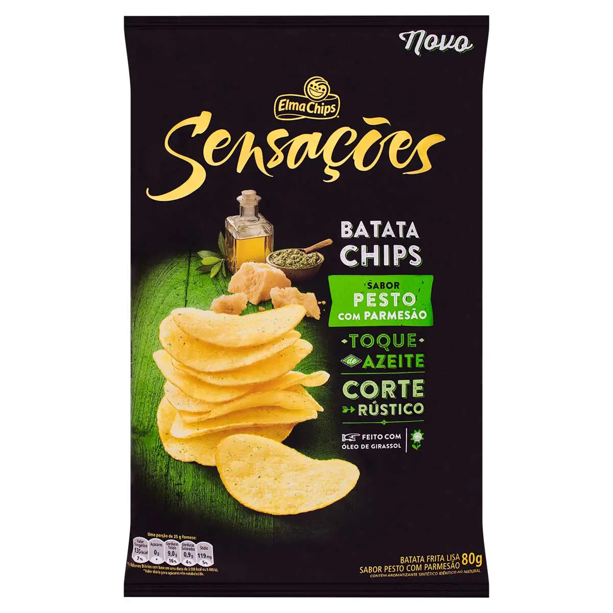 Batata Frita Pesto com Parmesão Elma Chips Sensações Pacote 80 g