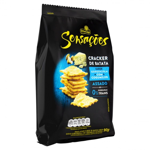 Cracker De Batata Gorgonzola Com Cogumelos Elma Chips Sensações Pacote 90g
