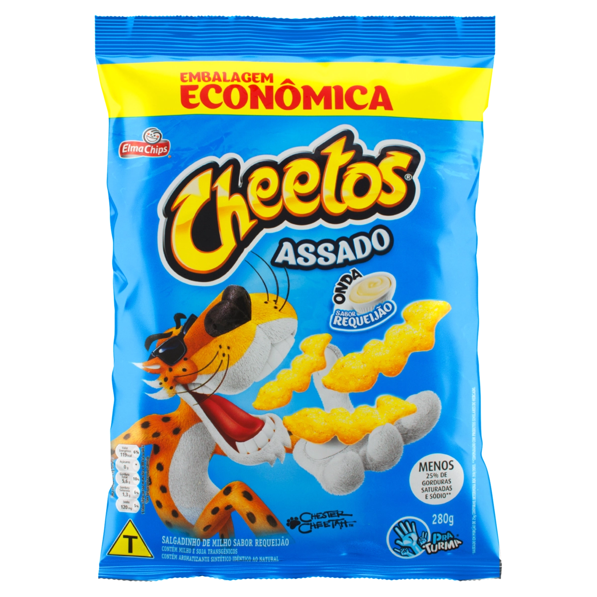 Salgadinho De Milho Onda Requeijão Elma Chips Cheetos Pacote 280g Embalagem Econômica