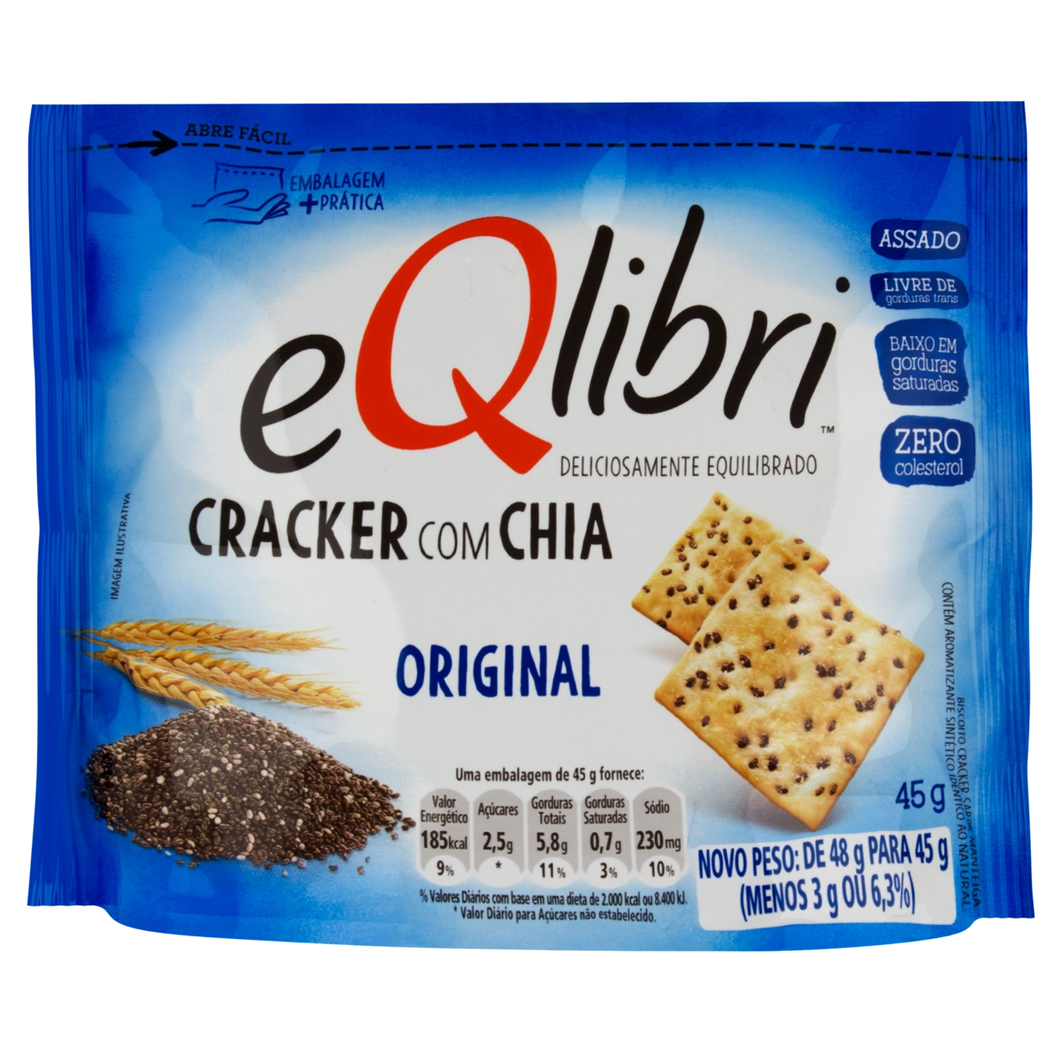 Biscoito Cracker Chia E Manteiga Eqlibri Pacote 45g