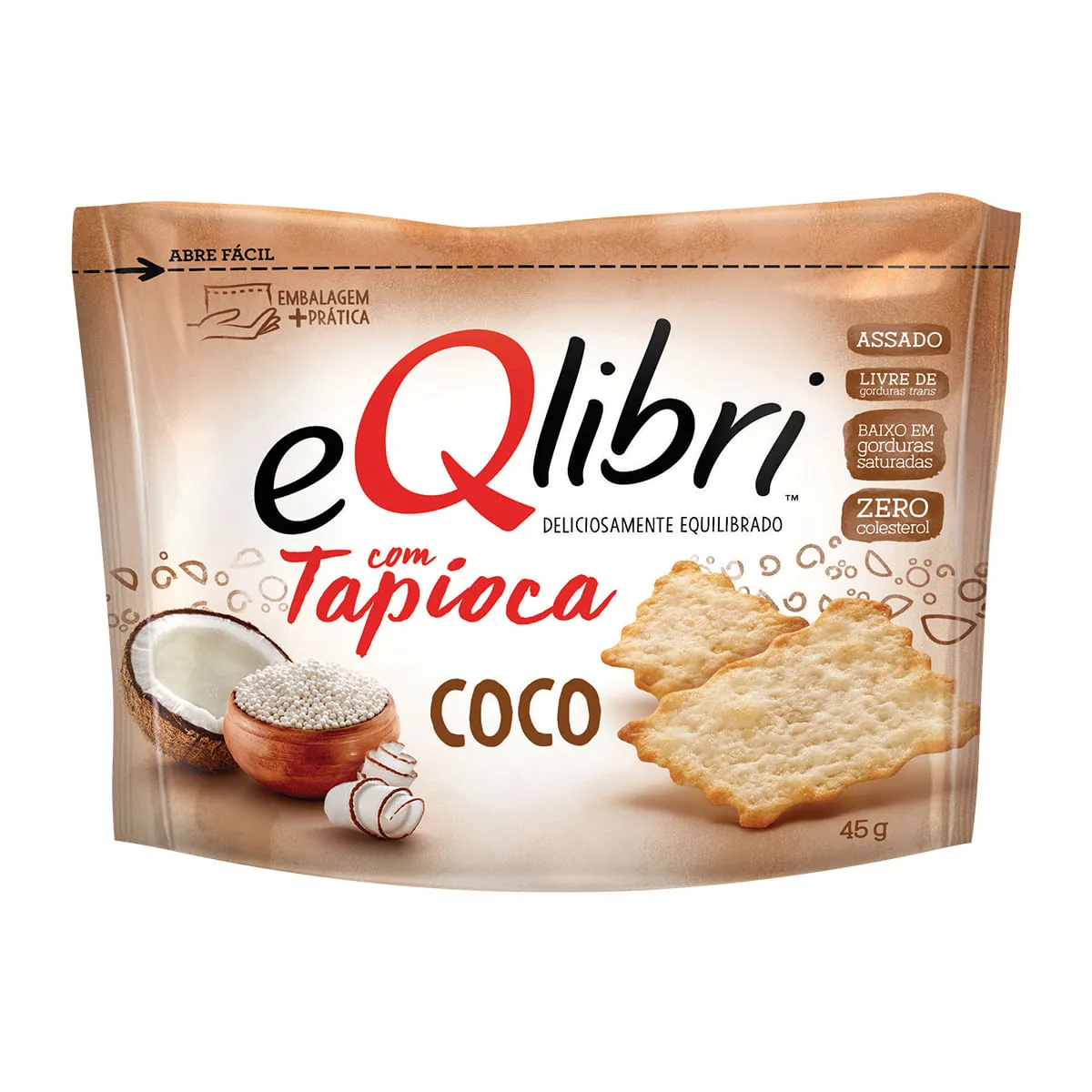 Biscoito Cracker Com Tapioca Coco Eqlibri Pacote 45g