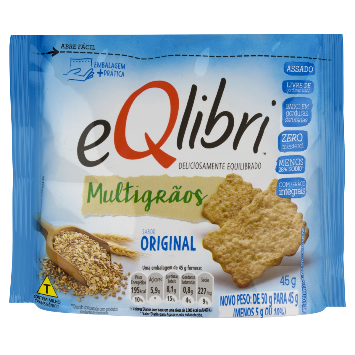 Biscoito Multigrãos Original Eqlibri Pacote 45g