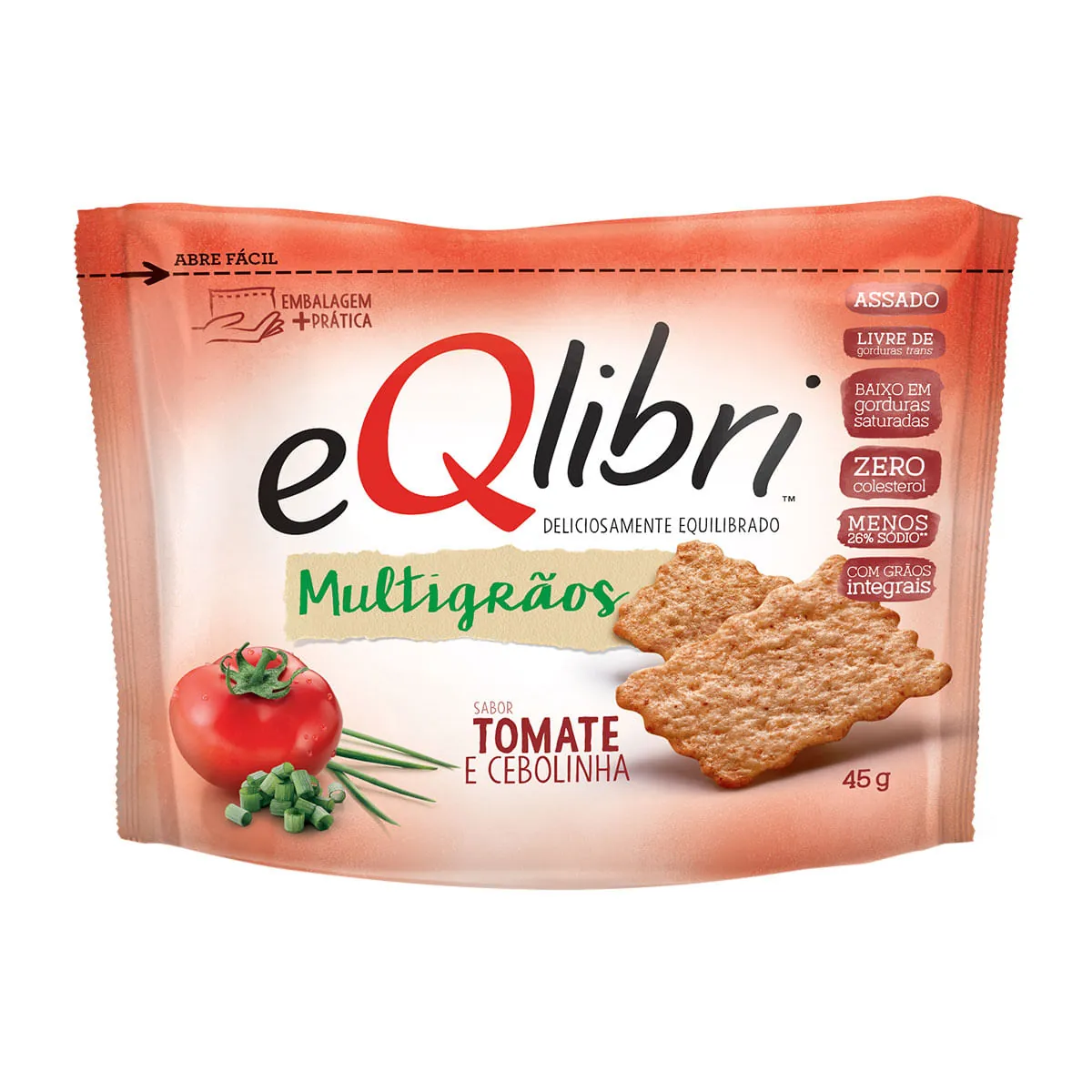 Biscoito Tomate E Cebolinha Eqlibri Multigrãos Pacote 45g