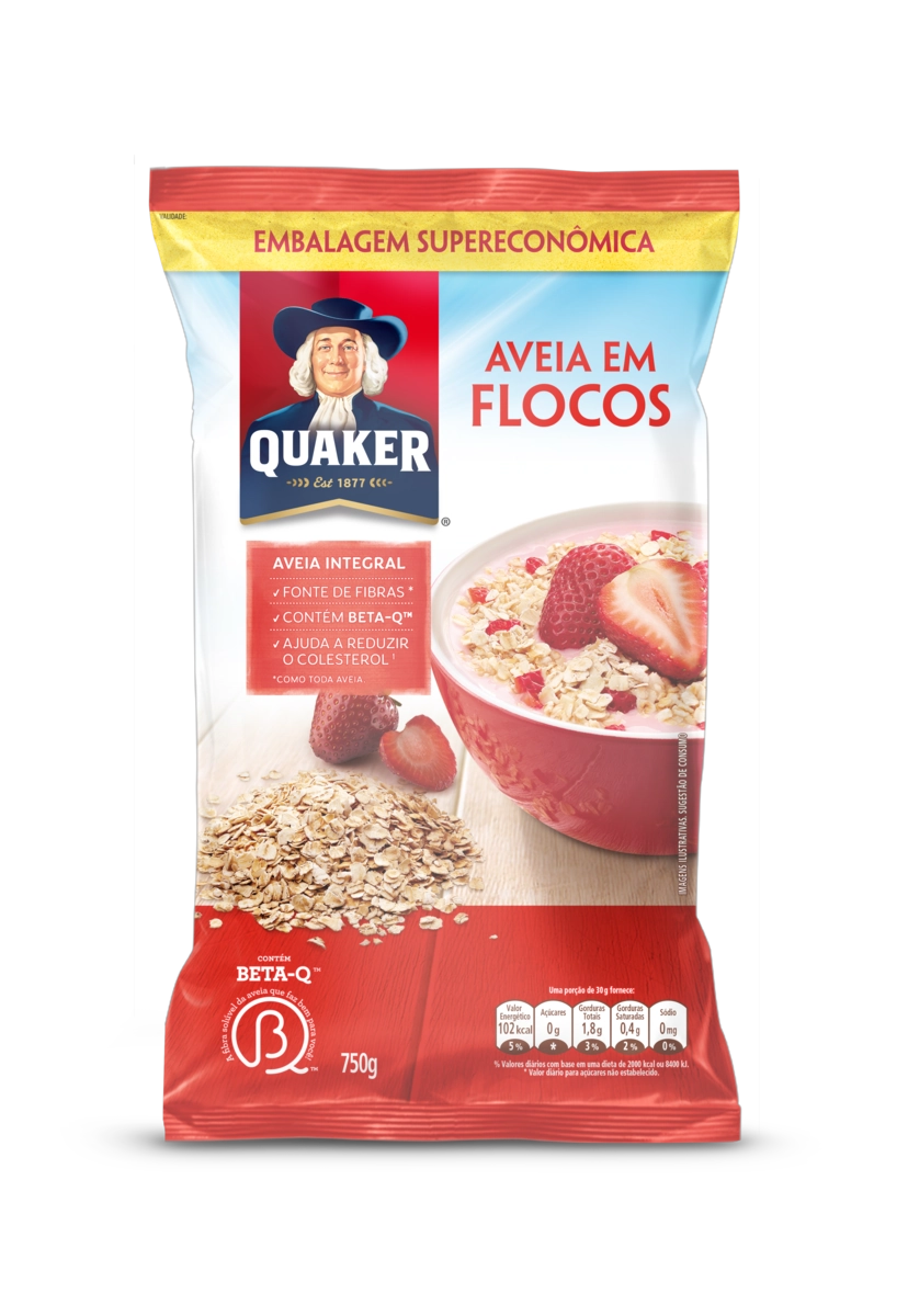 Aveia Em Flocos Quaker Pacote 750g Embalagem Supereconômica