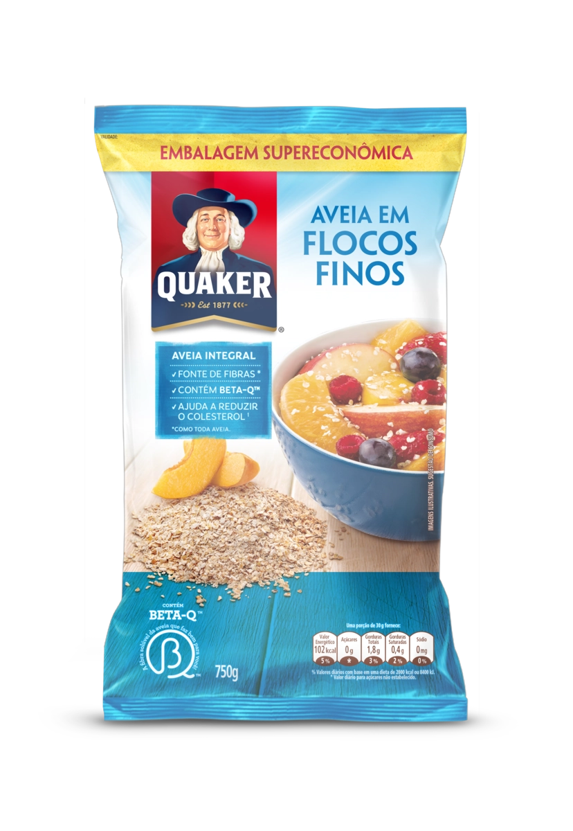 Aveia Em Flocos Finos Quaker Pacote 750g Embalagem Supereconômica