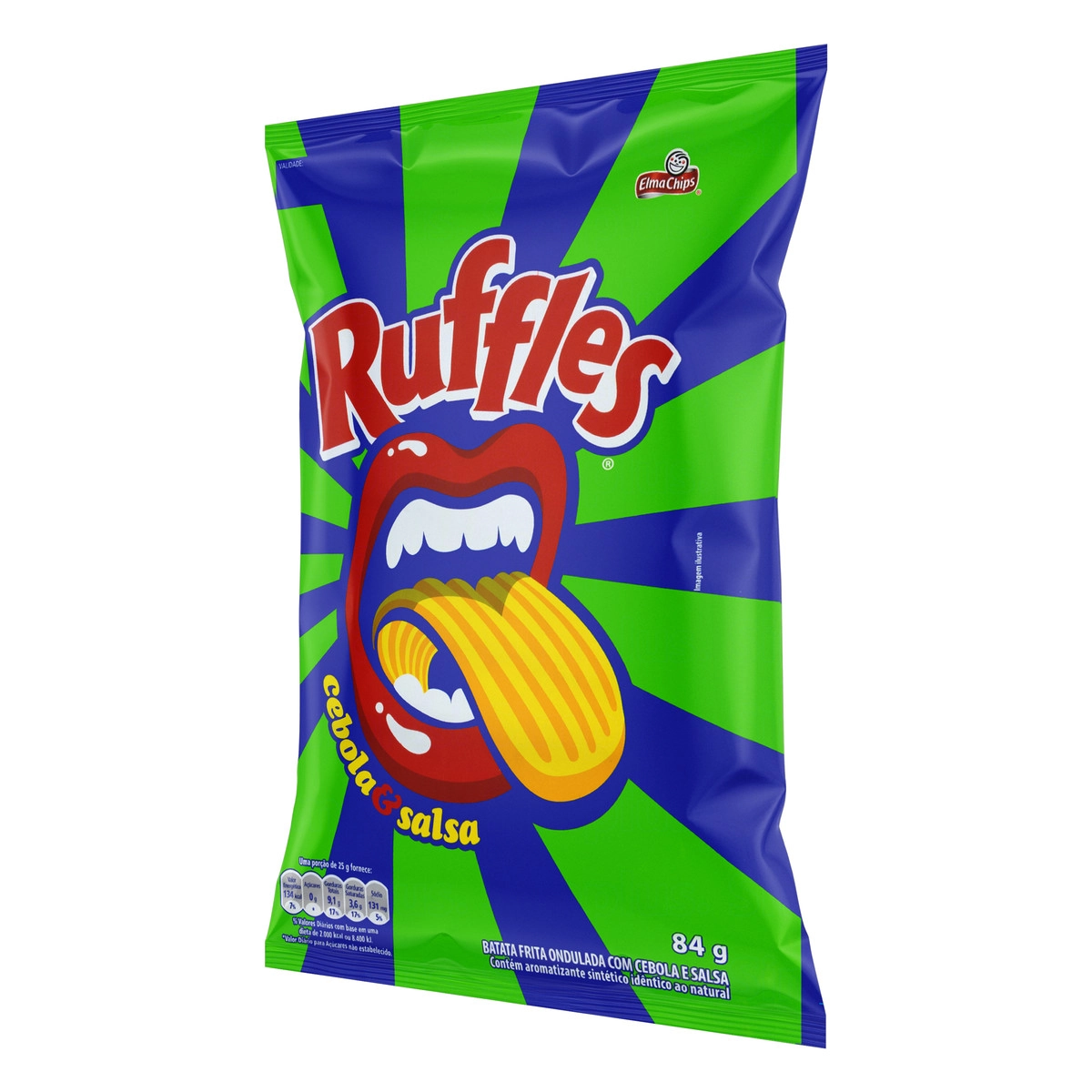 Batata Frita Ondulada Cebola E Salsa Elma Chips Ruffles Pacote 84G