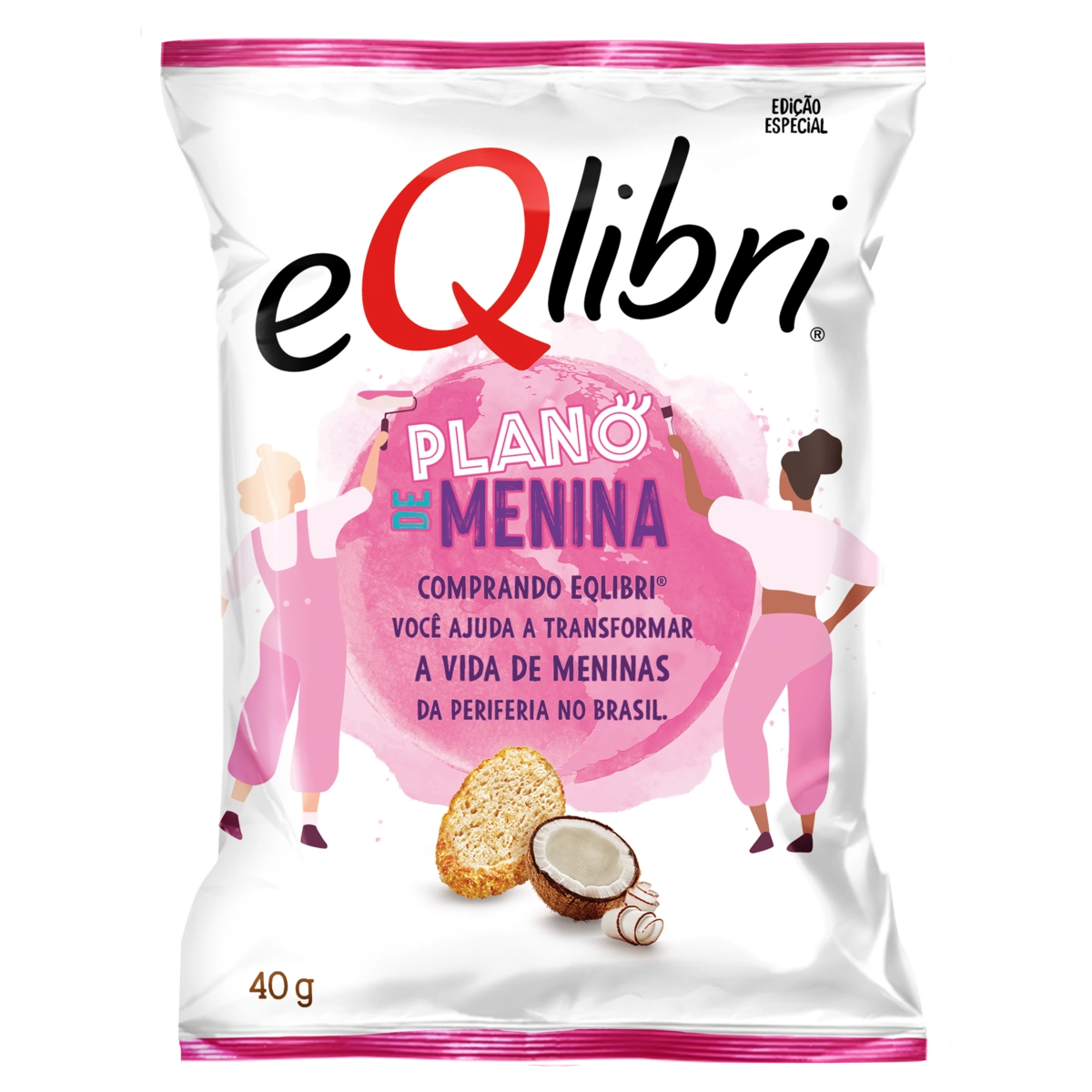 Snack De Trigo Coco Eqlibri Panetini Pacote 40g Edição Especial Plano De Menina