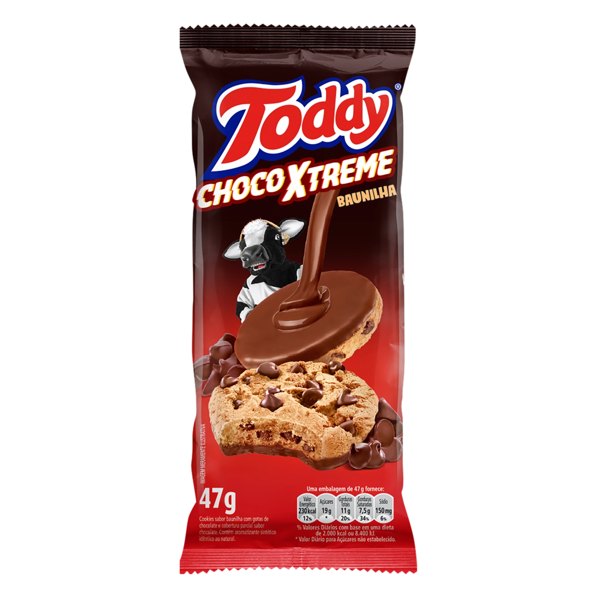 Biscoito Cookie Baunilha Com Gotas De Chocolate Toddy Chocoxtreme Pacote 47g