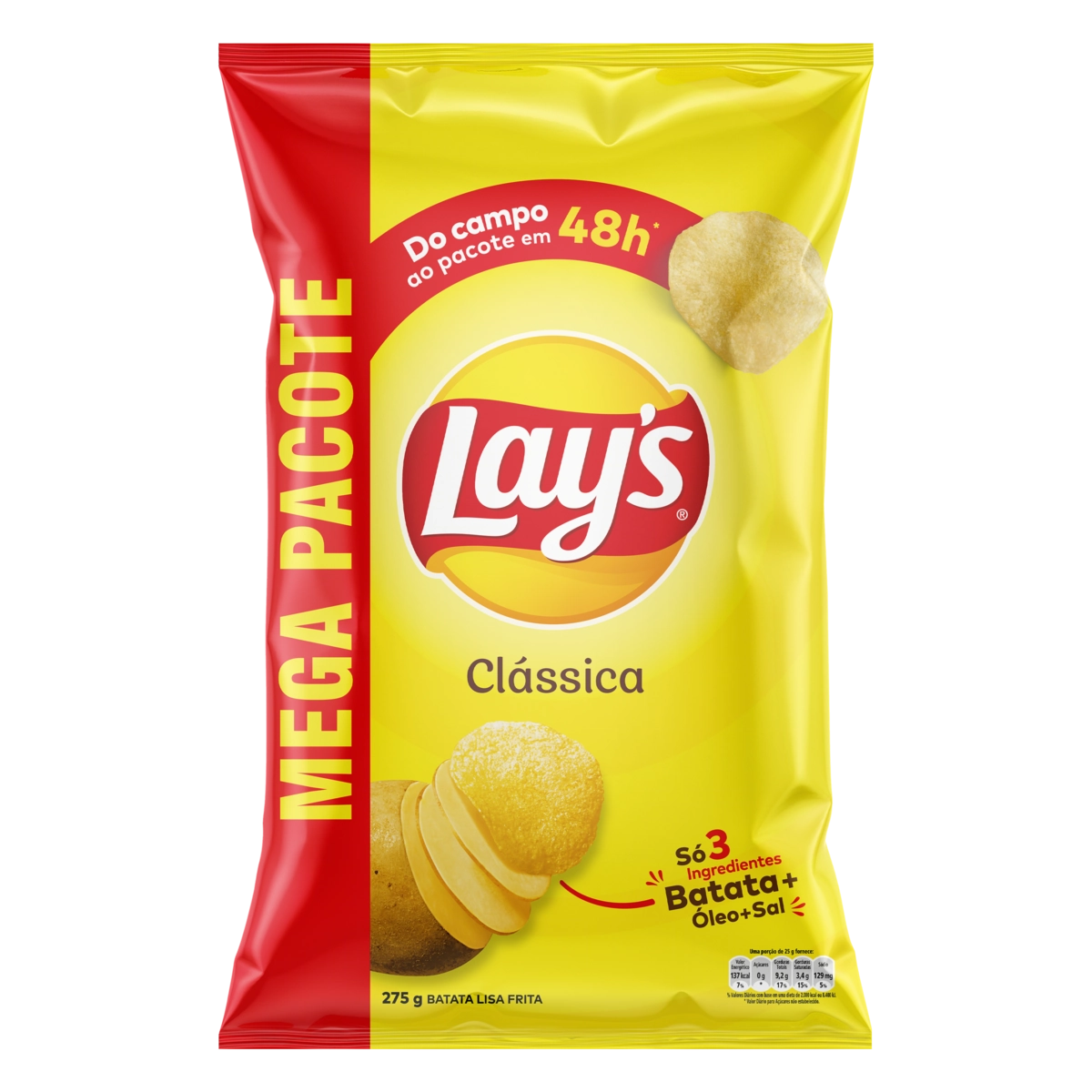 Batata Frita Lisa Clássica Lays Pacote 275g Mega Pacote