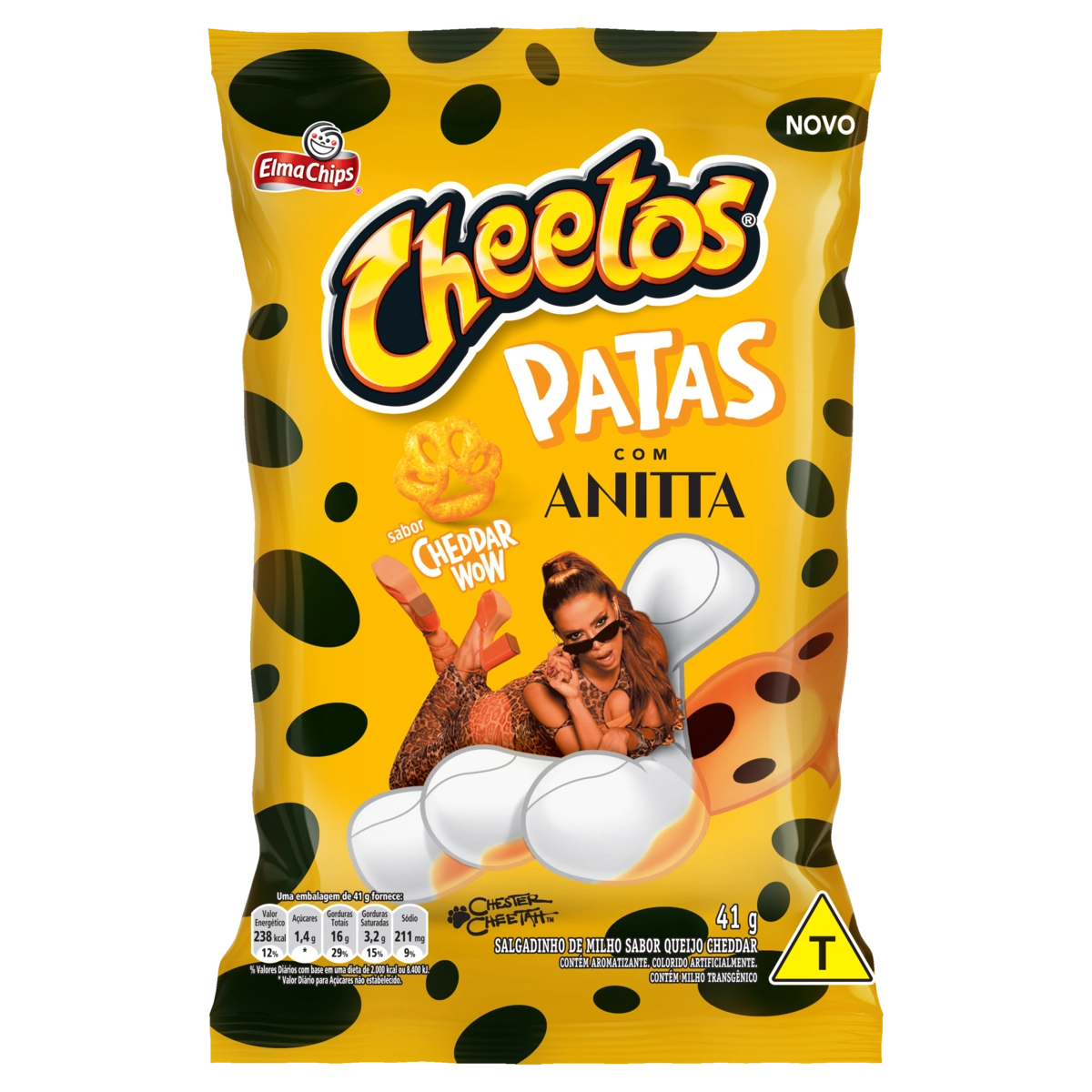Salgadinho De Milho Patas Cheddar Wow Elma Chips Cheetos Pacote 41g
