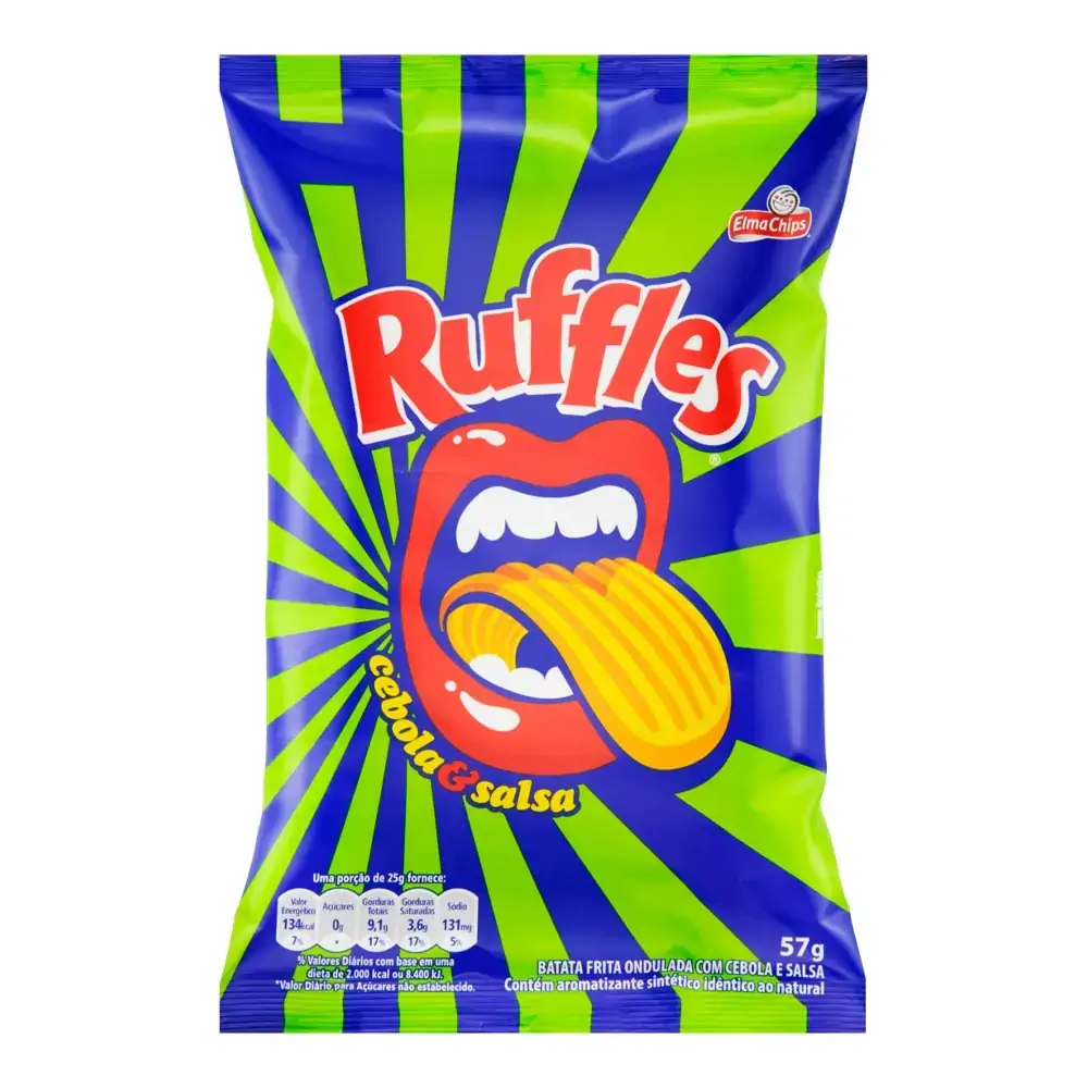 Batata Frita Ondulada Cebola & Salsa Elma Chips Ruffles Pacote 40g