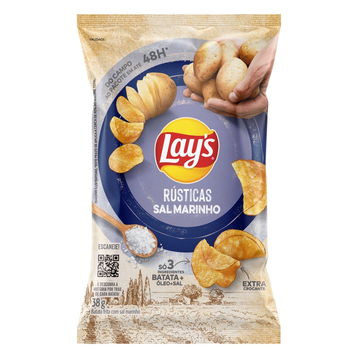 Batata Frita Rústica Com Sal Marinho Lays Pacote 38g