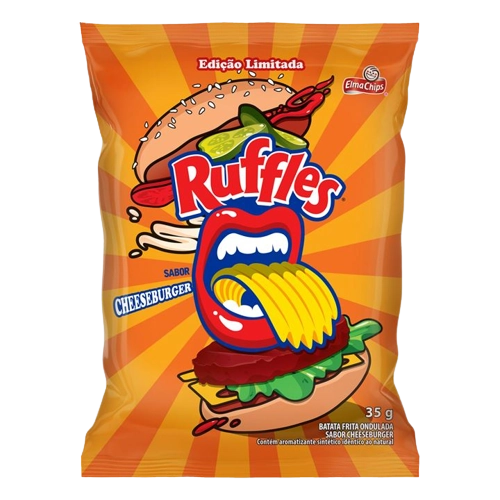 Batata Frita Ondulada Cheeseburger Elma Chips Ruffles Pacote 35g