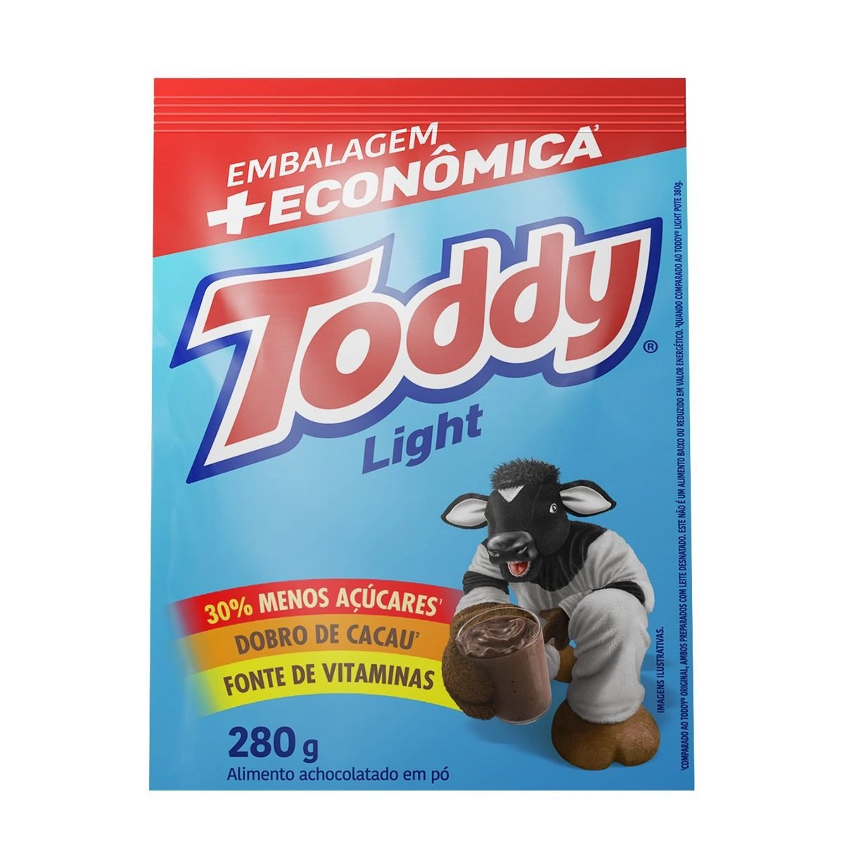 Achocolatado Em Pó Light Toddy Pacote 280g Embalagem Econômica
