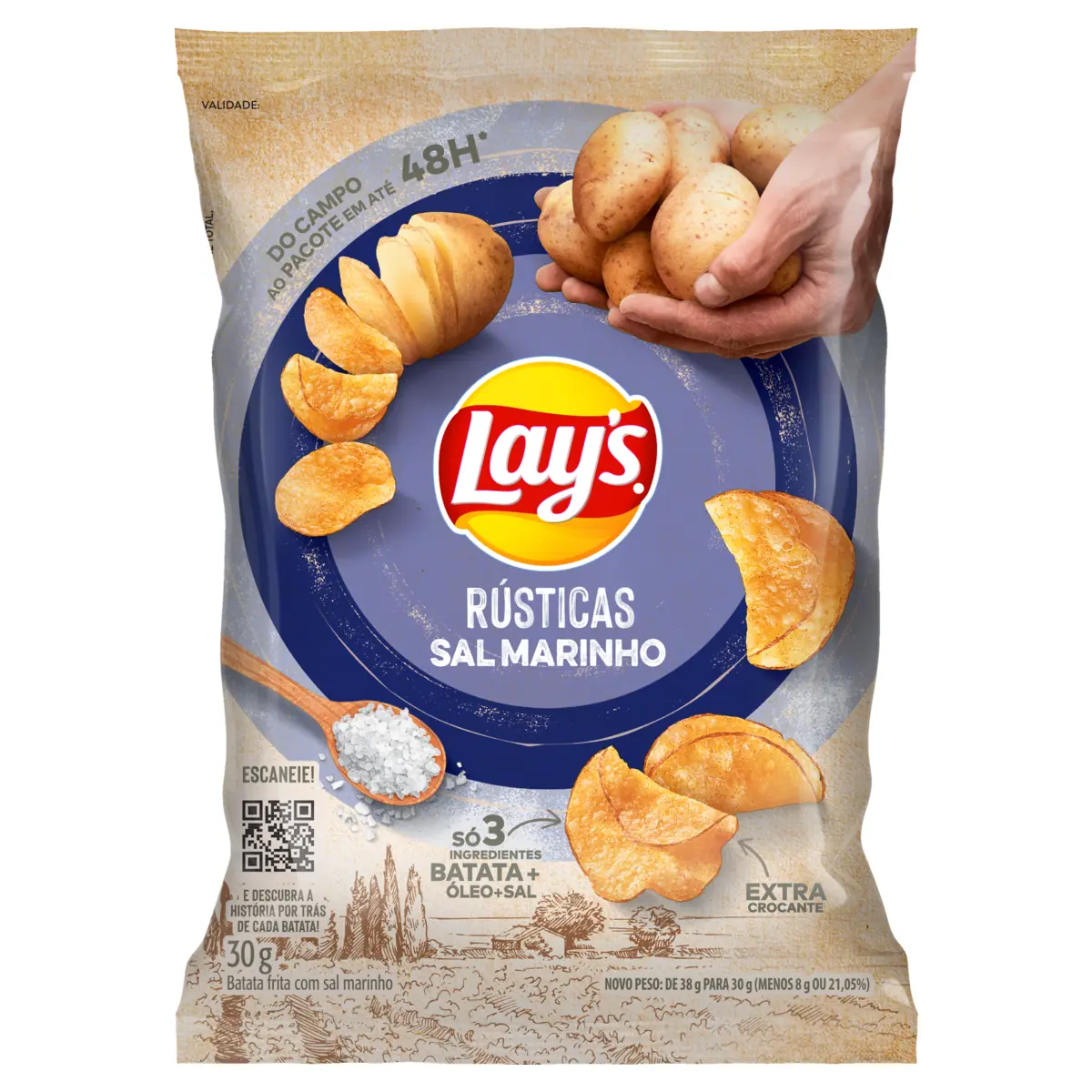 Batata Frita Rústica Com Sal Marinho Lays Pacote 30g