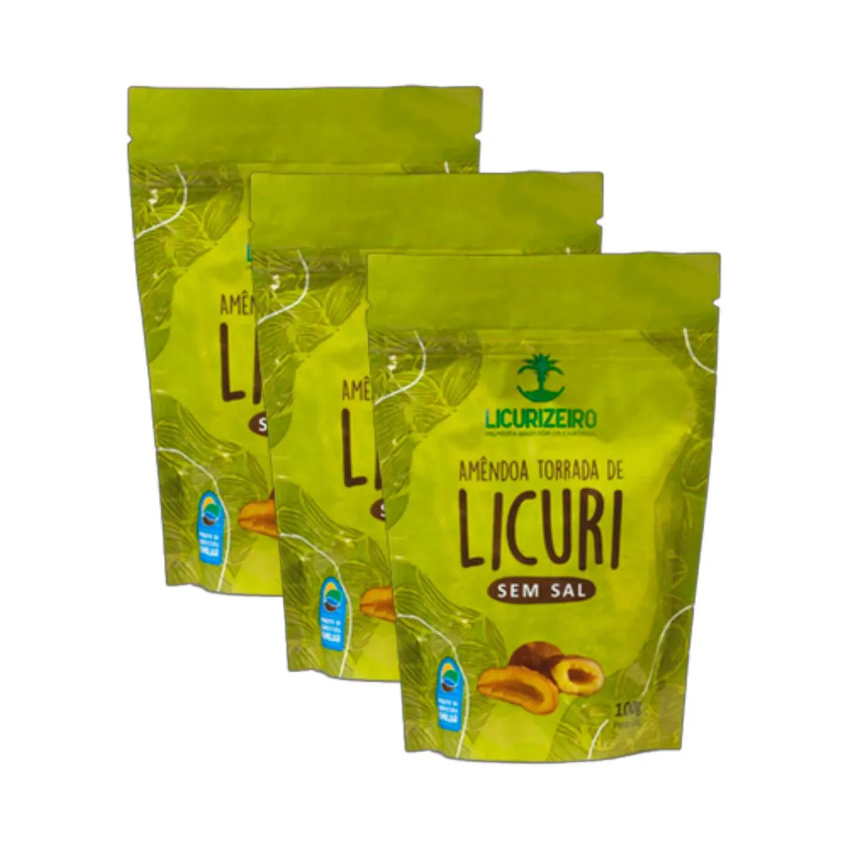 Kit 3X: Amêndoa de Licuri Torrada Sem Sal Licurizeiro 100g