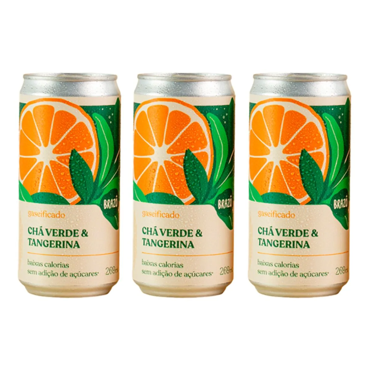 Kit 3X: Chá Verde com Tangerina Gaseificado Brazô 269ml