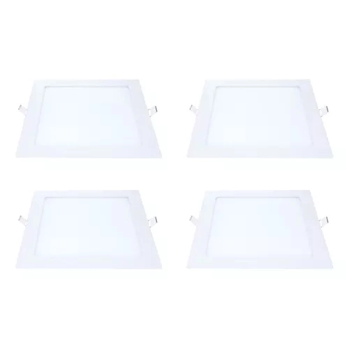 Kit 4 Painel Led Embutir Quadrado 18w 4000k 22x22cm Avant