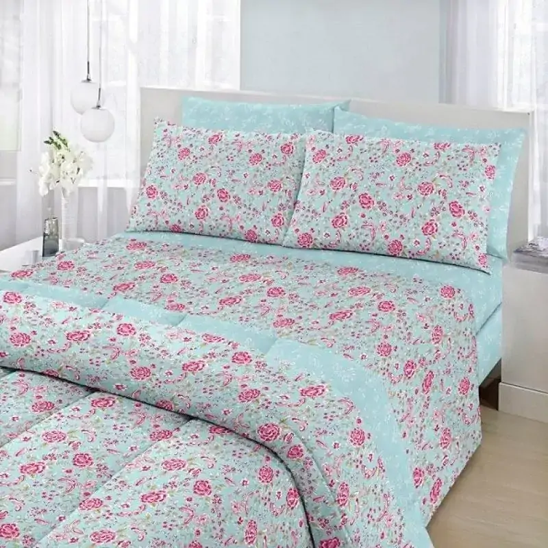 Jg.cama Santista Fantasia Lucia Casal Azul Un