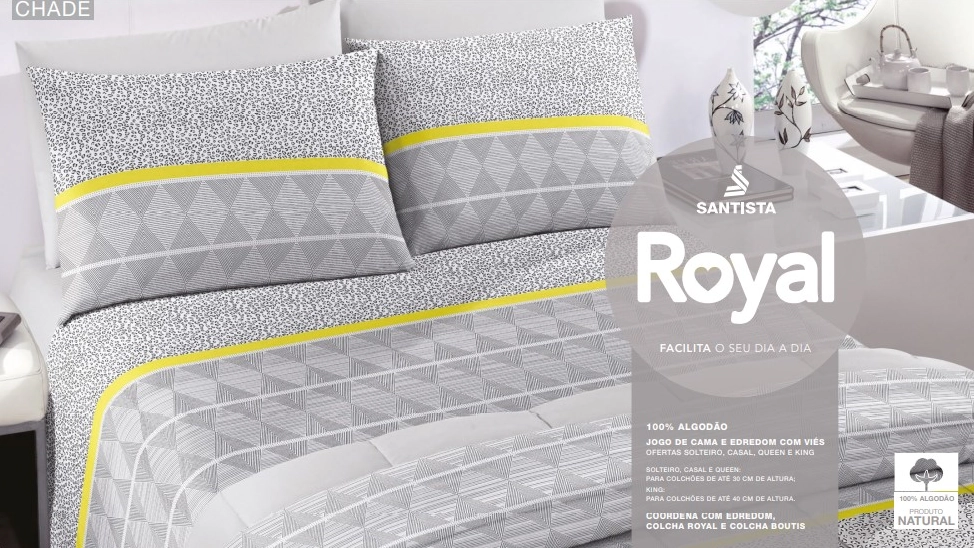 Lencol Royal Plus Jsk Chade Cinza Santista