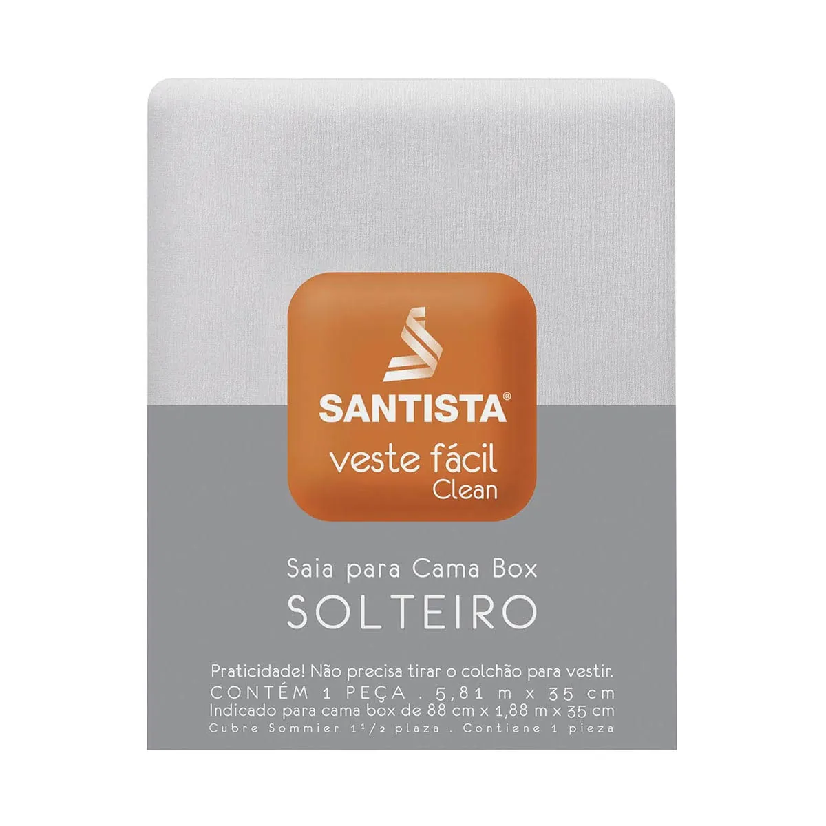 Saia para Cama Box Casal Branco Lisa Santista Veste Fácil Clean