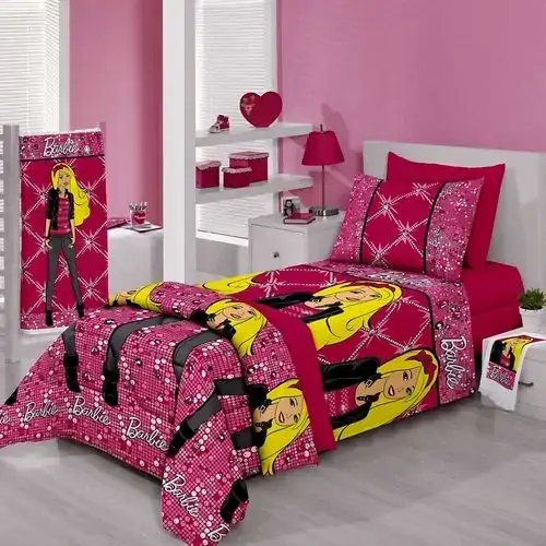 Jg Lencol Duplo Solteiro Barbie Fashion 1 Rosa