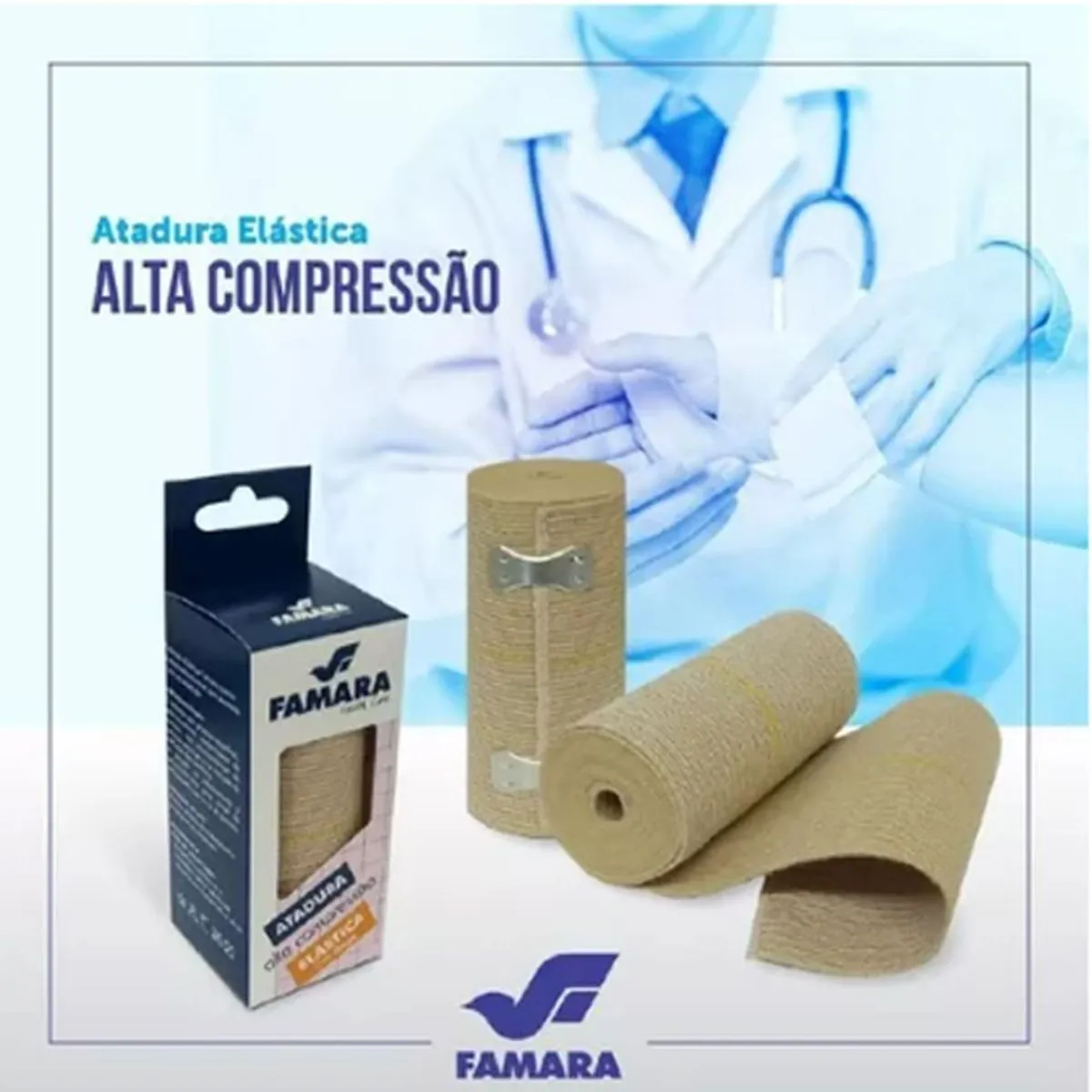Atadura Elástica Famara - Alta Compressão - 10 Cm