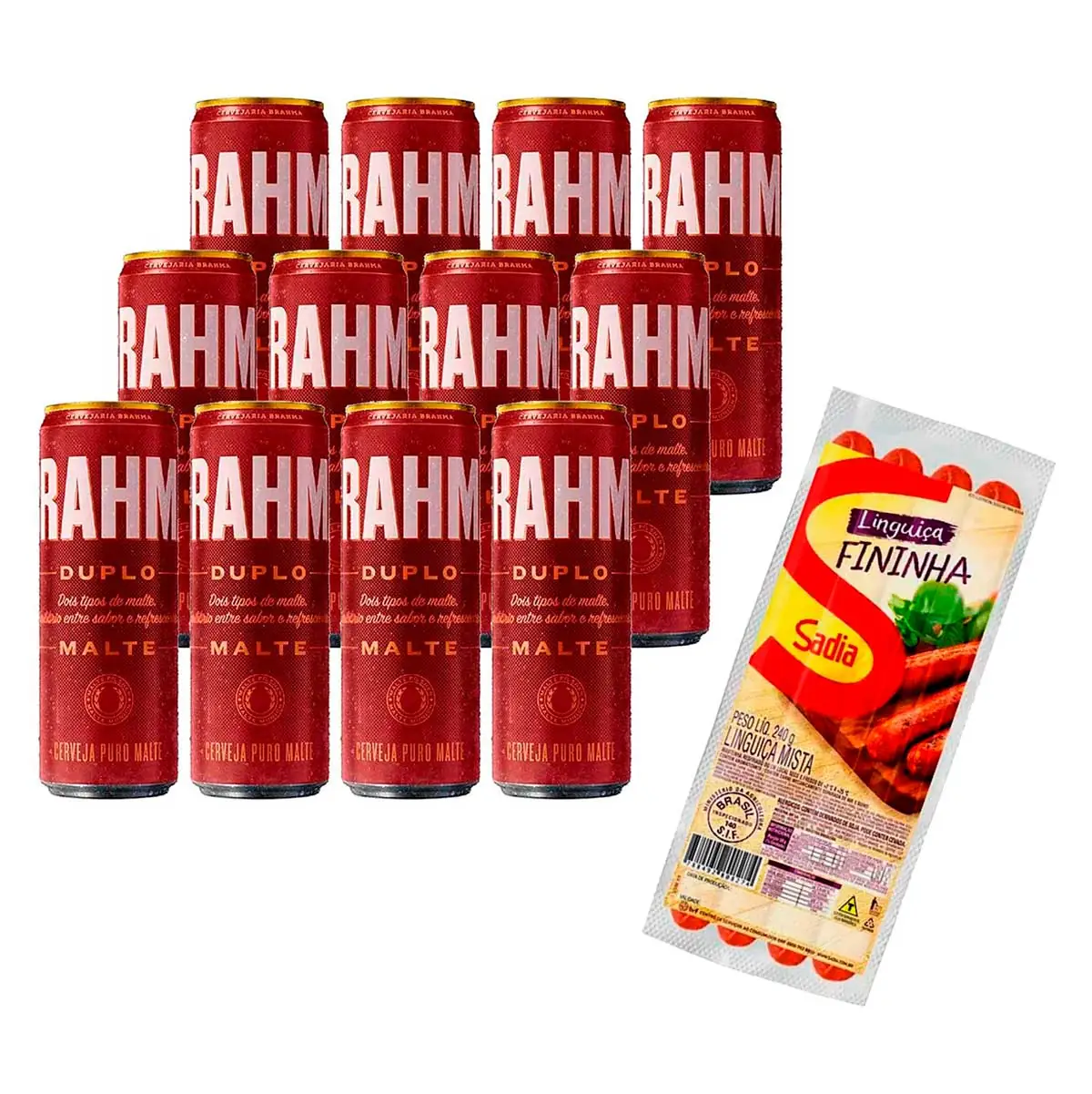 Brahma Duplo Malte 350ml com 12 Unidades + Linguiça Mista Fina Sadia 240g