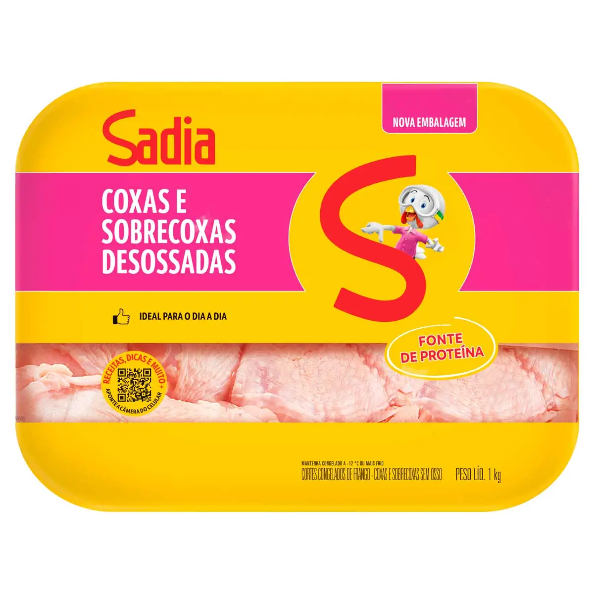 Coxa Sobrecoxa de Frango sem Osso Congelado Sadia 1 Kg