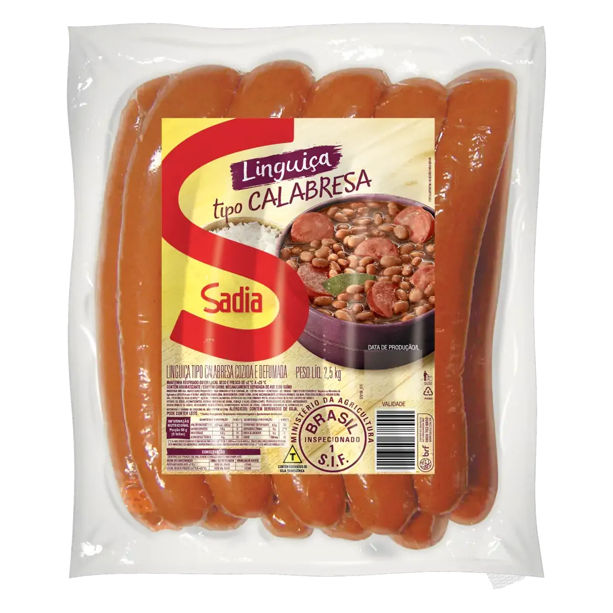 Linguiça Calabresa Cozida E Defumada Sadia 2,5kg