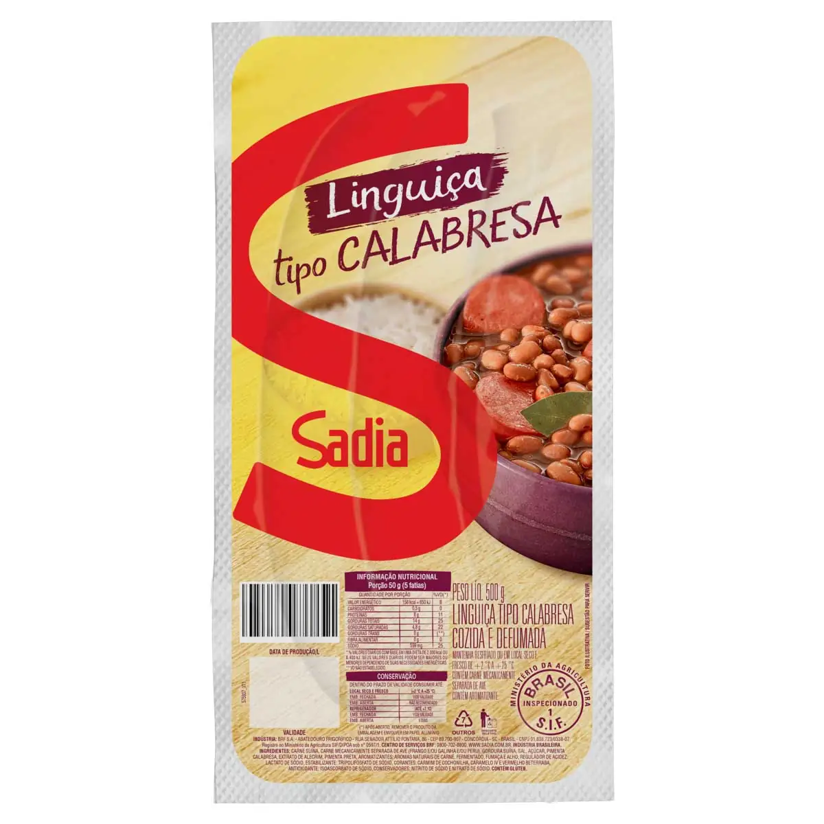 Linguiça Tipo Calabresa Cozida Defumada SADIA 500g