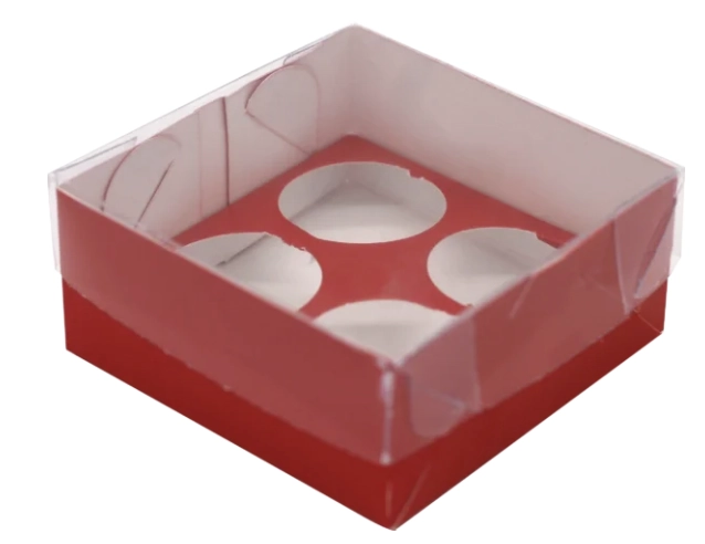 Caixa Brigadeiro 4 Doces Vermelha C/tampa Pvc Emporio