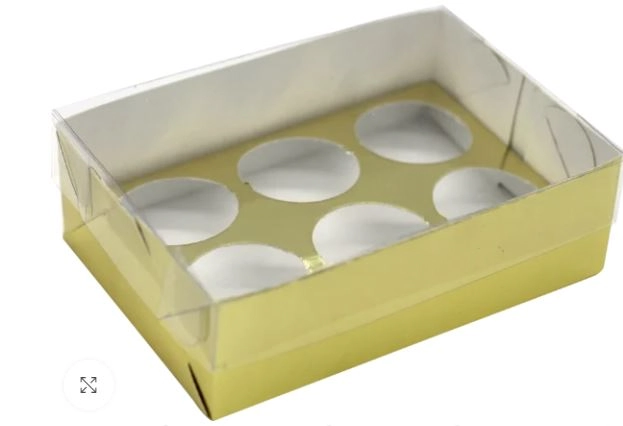 Caixa Brigadeiro 6 Doces C/berco Dourado Tampa Pvc