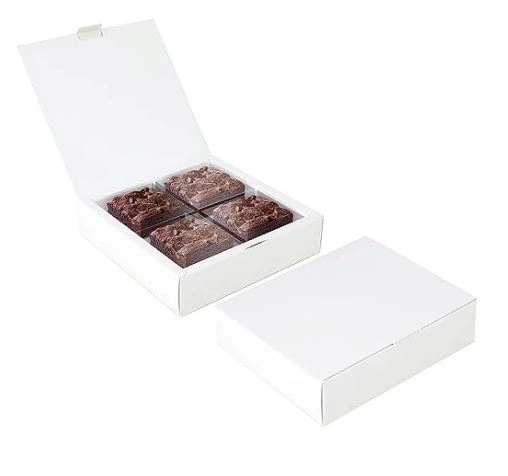 Caixa Brownie 4 Doces Branco Emporio