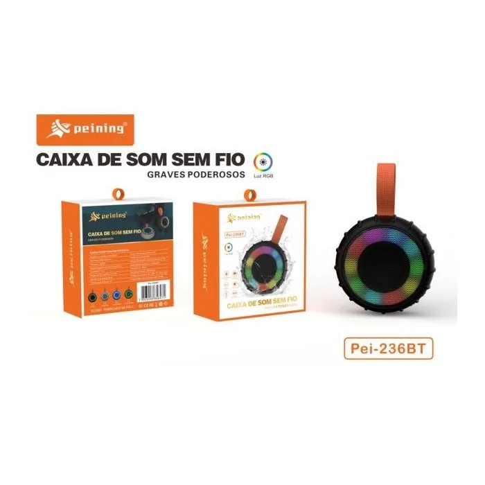 Caixa de Som Portátil Led com Bluetooh 5W - PEINING PEI236BT