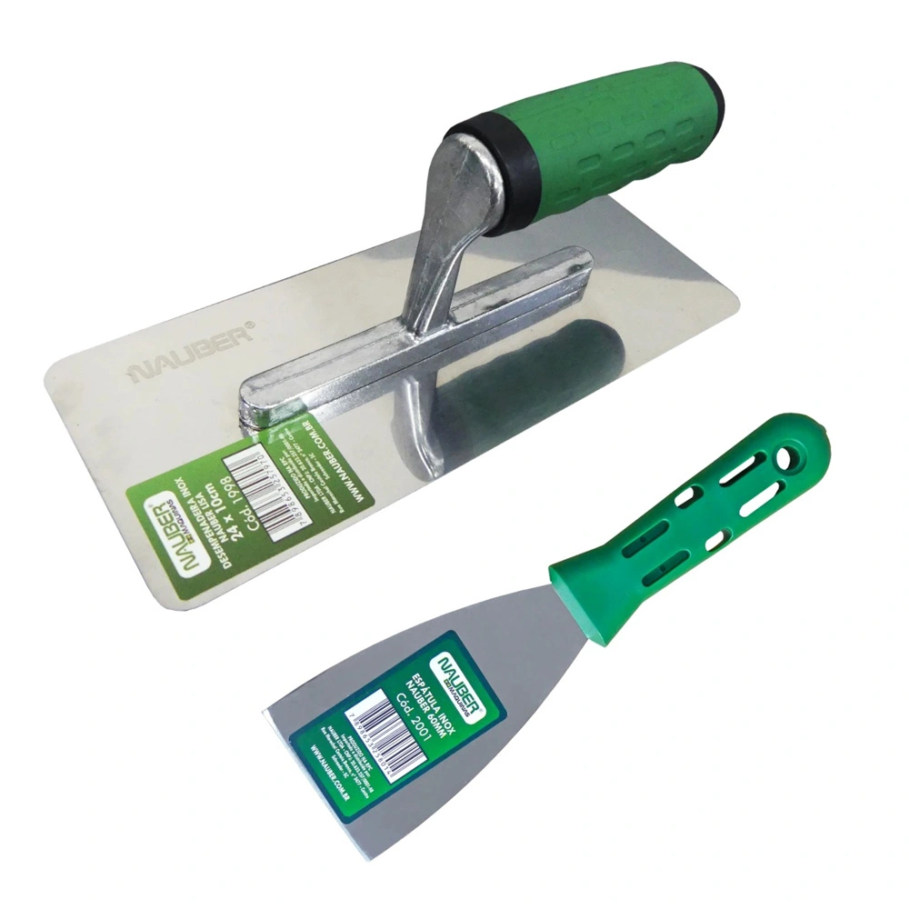 Kit Efeito Decorativo Pro Desempenadeira + Espátula Inox