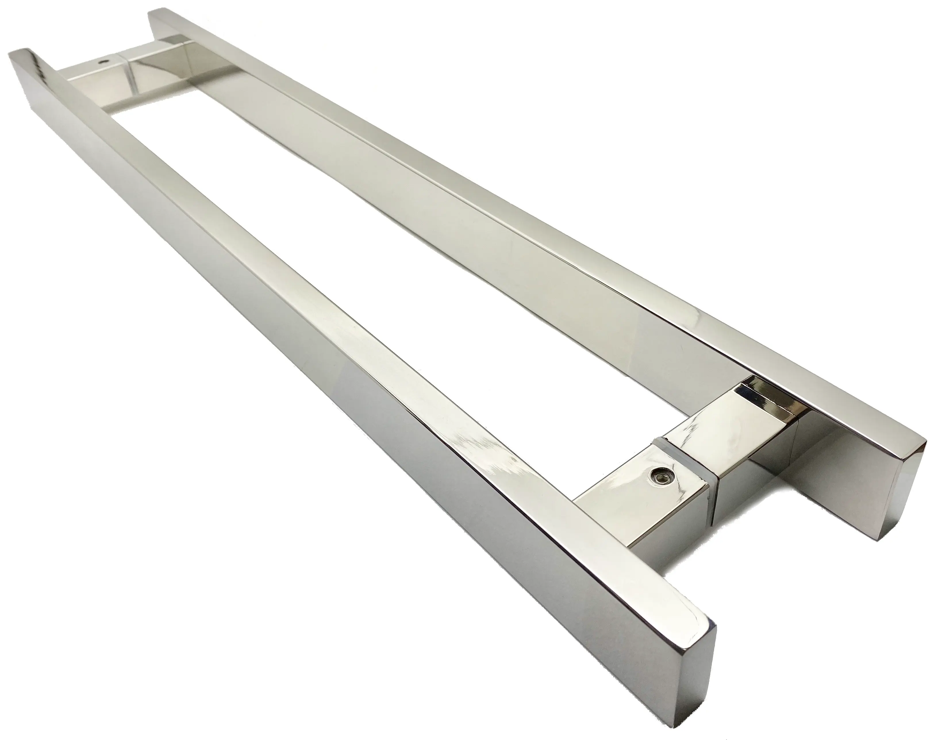 Puxador Para Porta Pivotante Madeira E Vidro Inox Polido 40 Cm