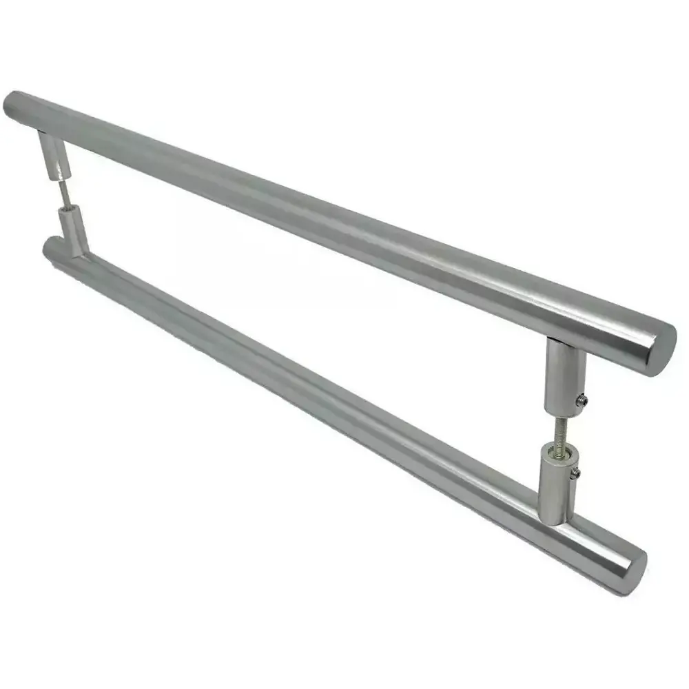 Puxador Para Porta Pivotante Madeira E Vidro Inox Redondo Polido 80 Cm