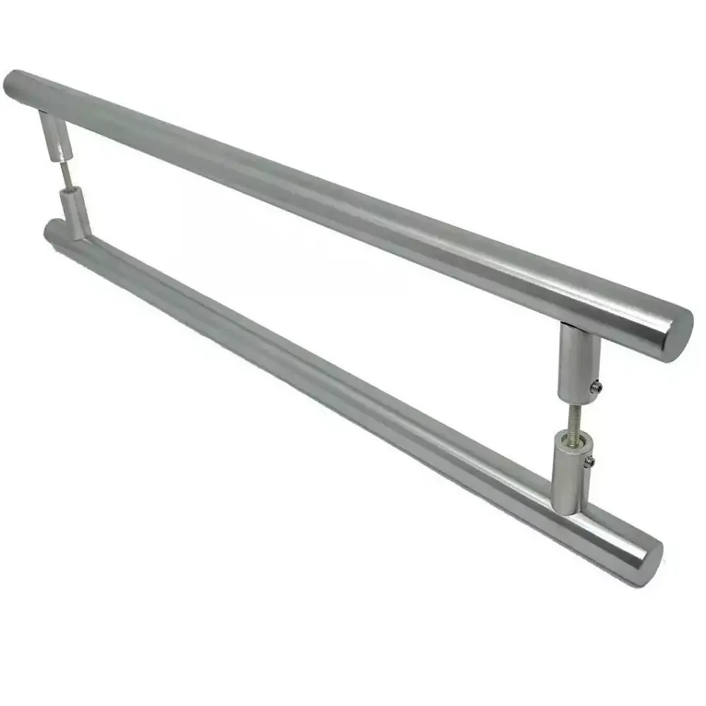 Puxador Para Porta Pivotante Madeira E Vidro Polido Inox 1 Metro Tubolar
