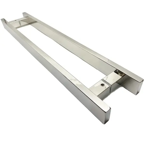 Puxador Para Porta Pivotante Madeira E Vidro Inox Polido 40 Cm