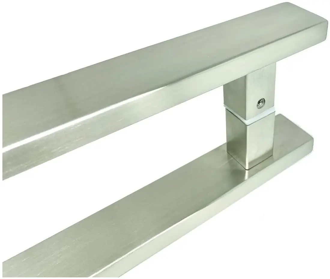 Puxador Para Porta Pivotante Madeira E Vidro Inox Escovado 40 Cm