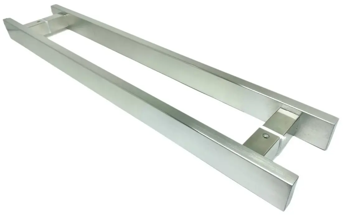 Puxador Para Porta Pivotante Madeira E Vidro Inox Escovado 60 Cm