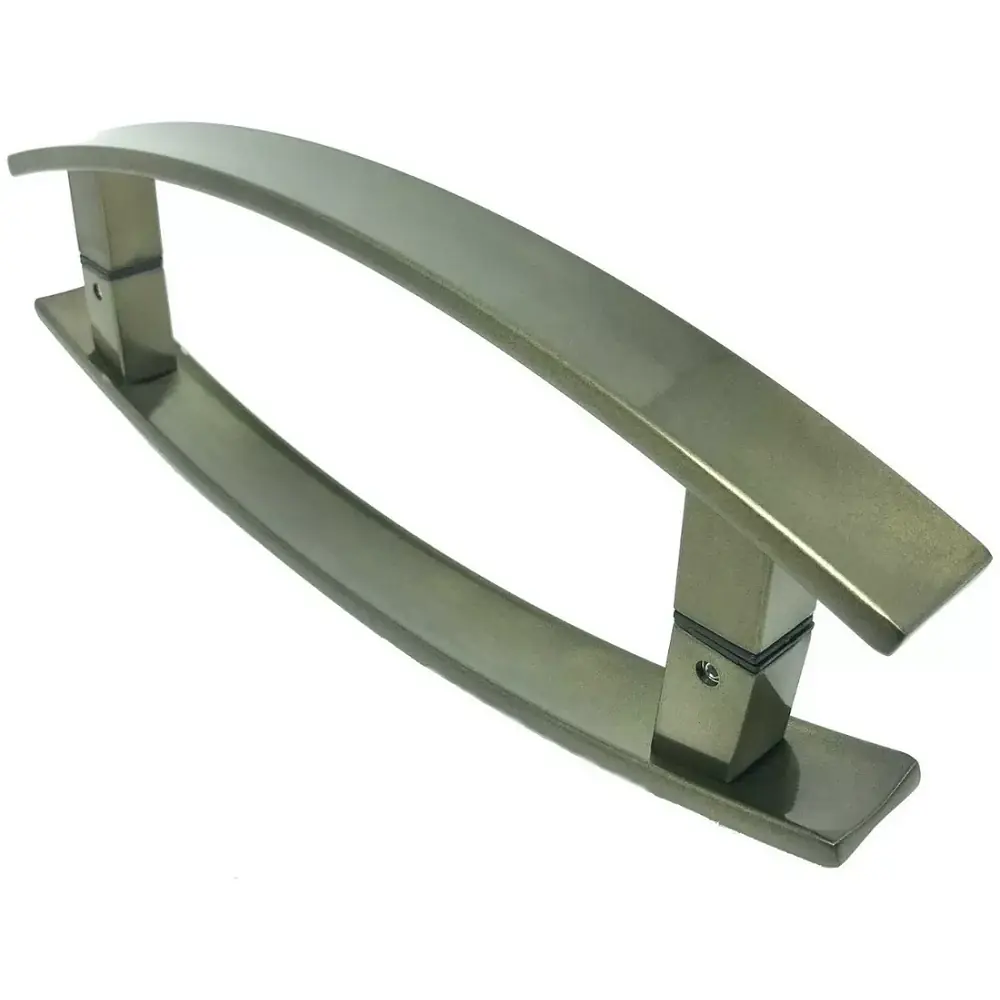 Puxador Curvo Para Porta Pivotante 1 Metro Madeira E Vidro Inox Ouro Velho
