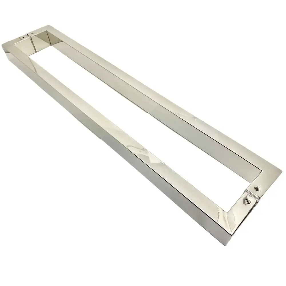 Puxador U Para Porta Pivotante 1,5 Metros Inox Madeira E Vidro Polido