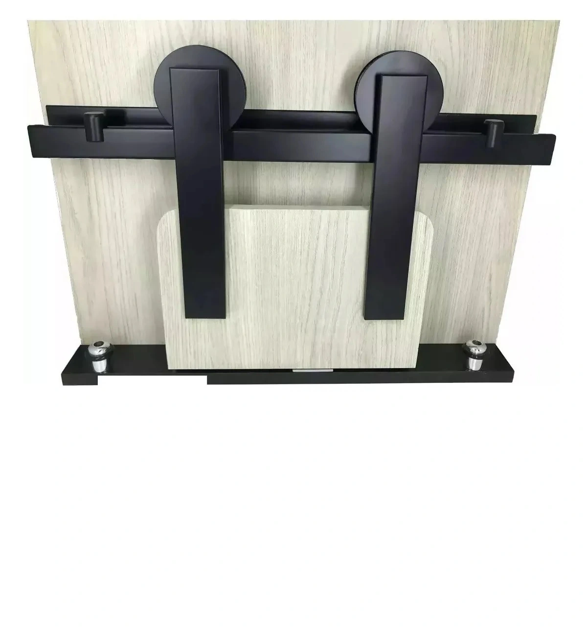 Kit Porta De Correr Roldana Aparente Trilho  Preto 2 Mt