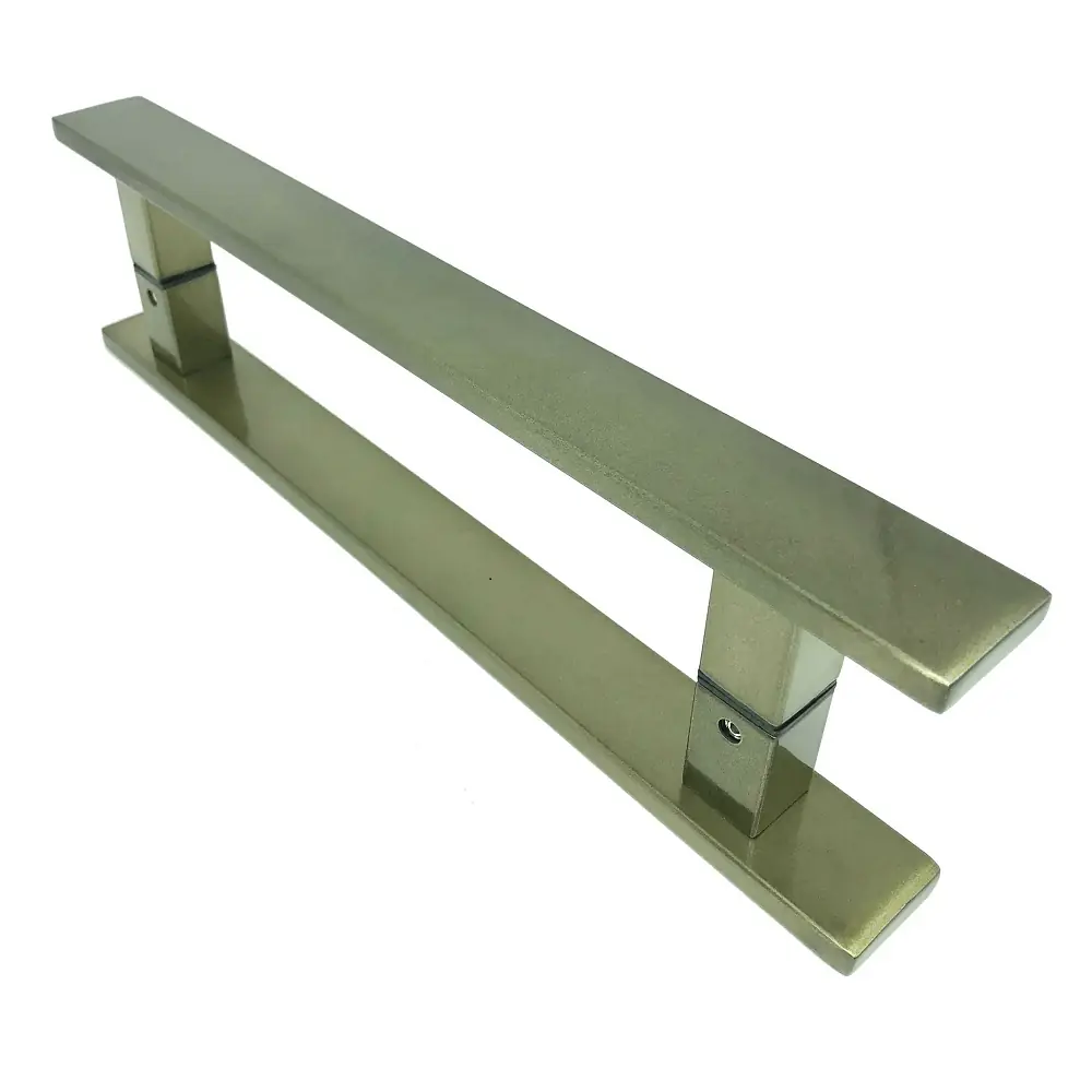 Puxador Para Porta Pivotante Madeira E Vidro Inox Ouro Velho 60 Cm